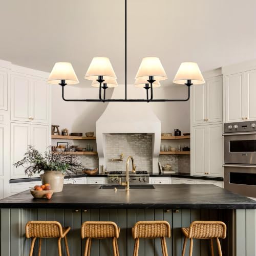 63.4"Modern Linear Chandelier with Fabric Shade
