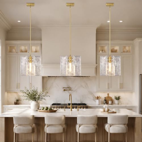 Modern Large Brass Water Ripple Glass Kitchen Pendant Light Fixtures
