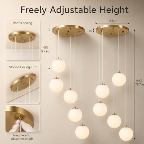 Gold Globe High Ceiling Chandelier (Gold / 5-Light)