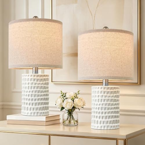 Farmhouse Ceramic Table Lamp for Living Room Bedside Lamps for Bedroom Nightstand Lamp End Table Lamps