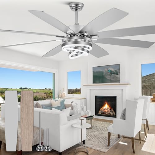 72" Large Modern Ceiling Fans with Lights and Remote Control