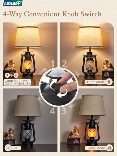 18.72" Black LED Lantern Flickering Flame Table Lamps Set of 2 (2 Count)