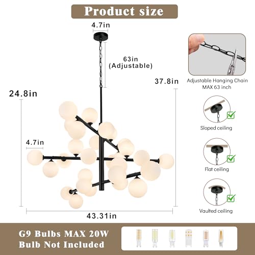 43"Black Sputnik Chandeliers