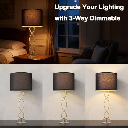 30" Brass Gold Buffet Table Lamps for Living Room Set of 2