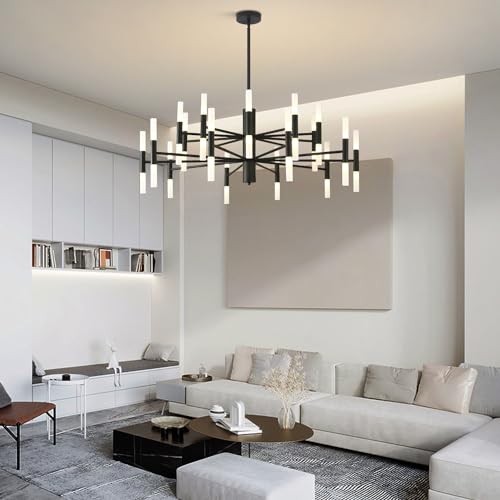 Lighting Black Sputnik Light Fixture Vintage Chandelier Light Fixture 40 Lights Mid Century Modern LED Chandelier Transitional Farmhouse Bedroom Sputnik Ceiling Light