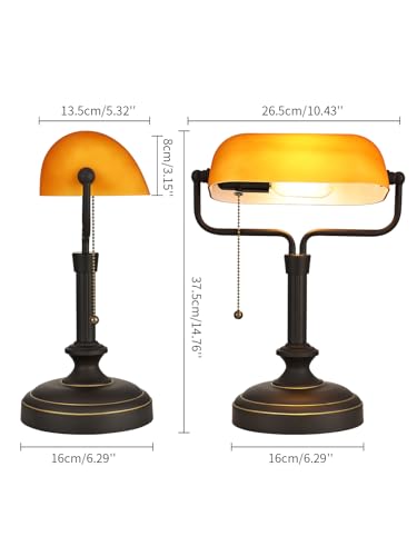 Traditional Banker's Desk Lamp with Glass Shade