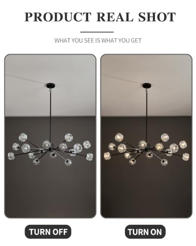 Modern Black 43" 15 Lights Crystal Chandelier
