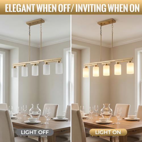 5 Light Brushed Gold Linear Chandelier