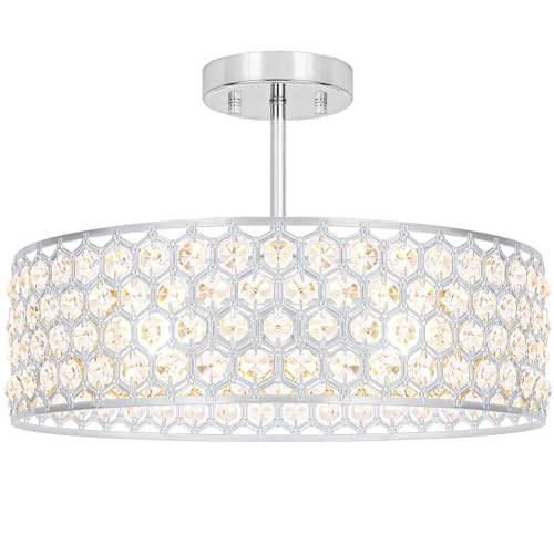 Chrome Crystal Ceiling Light Fixture