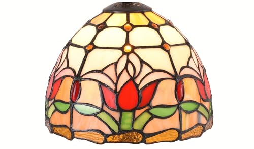Small Tiffany Lampshade Replacement Only Stained Glass Style Lamp Shade 8 Inch at the Bottom