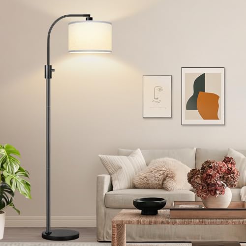 Upgraded Modern Arc Dimmable Tall Standing Floor Lamp with White Shade