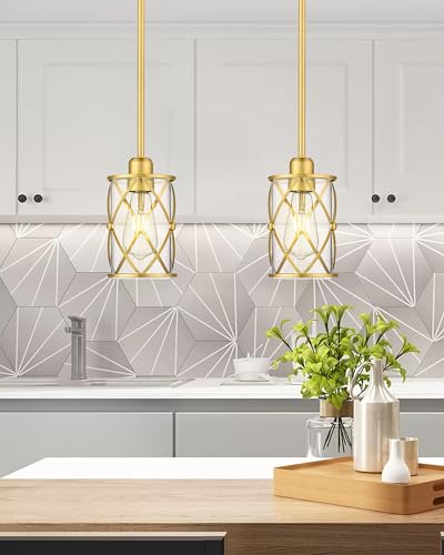 Brushed Gold Pendant Lights Kitchen Island (2 Count)