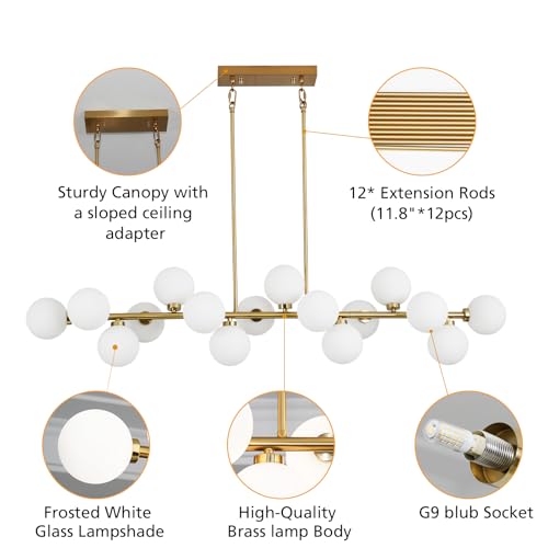55" Brass Linear Chandelier