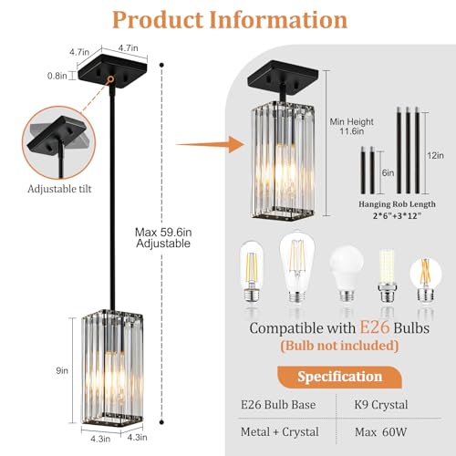 Modern Crystal Pendant Lights Kitchen Island