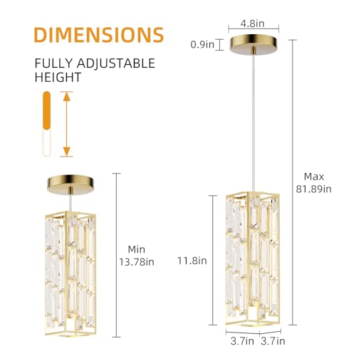 Modern 1 Light Crystal Pendant Light Kitchen Island (3 Count)