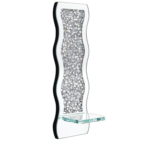 Mirrored Candle Sconces with Acrylic Diamond (2 Count)