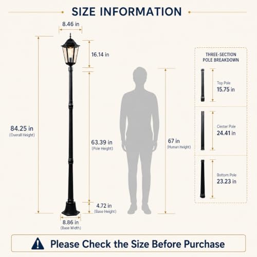 84" Outdoor Lamp Post Light
