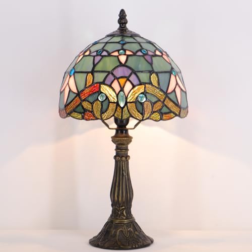 Tiffany Lamp Stained Glass Table Bedside Accent Light 8X8X14.5 inch