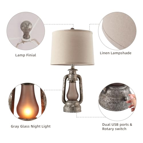 Farmhouse Rustic Table Lamps Set of 2 (2 Count)