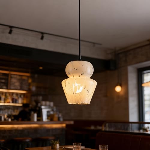 Industrial Pendant Light with Glass Shade Matte Black Pendant Lighting Adjustable Industrial Retro Style Hanging Light