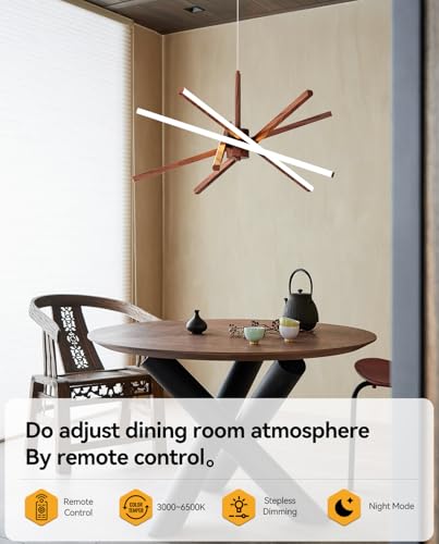 Modern Sputnik Chandelier Ceiling LED Black Pendant Light Embedded Mount Chandeliers Dining Room Light Fixtures Over Table Dimmable with Remote Control for Living Room Kitchen Bedroom