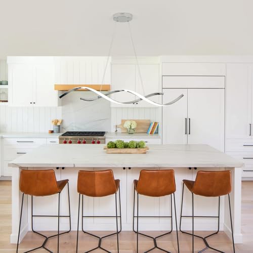 Chrome Dimmable Chandelier Over Tables
