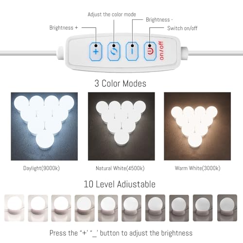 LED Vanity Lights for Mirror Hollywood Style USB Fill Light Adjustable Color and Brightness Mirrors Lights Stick on Makeup Table