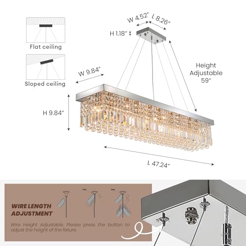 Modern Silver Rectangular Crystal Chandelier