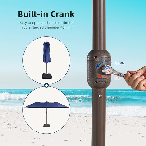 15Ft Patio Umbrella With Multicolor Solar Light