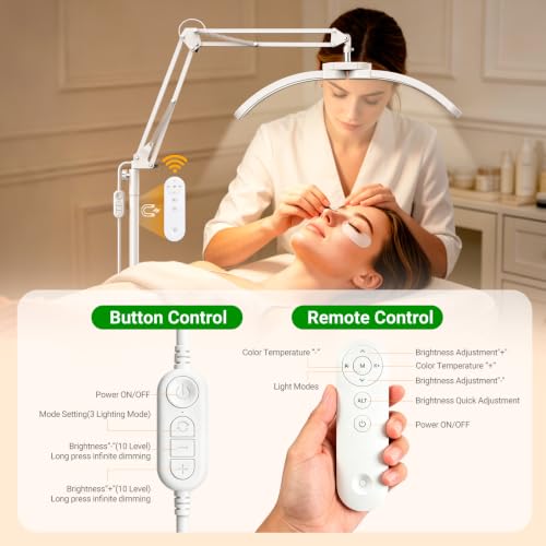 3-in-1 22" Half Moon Lash Light Remote LED Beauty Lamp 3 Color Shadow-Free (3 Count)