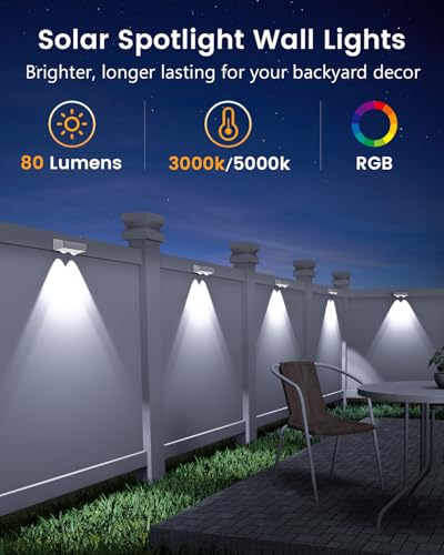 Solar Fence Lights Outdoor Waterproof (12 Count)
