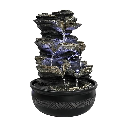 15.7" High Rock Cascading Tabletop Fountain