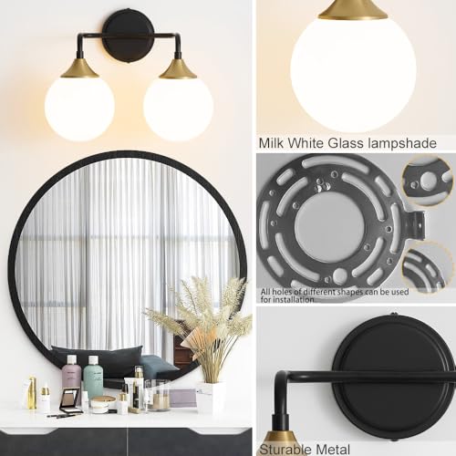 Black Gold Bathroom Light Fixtures Over Mirror Vanity 2
