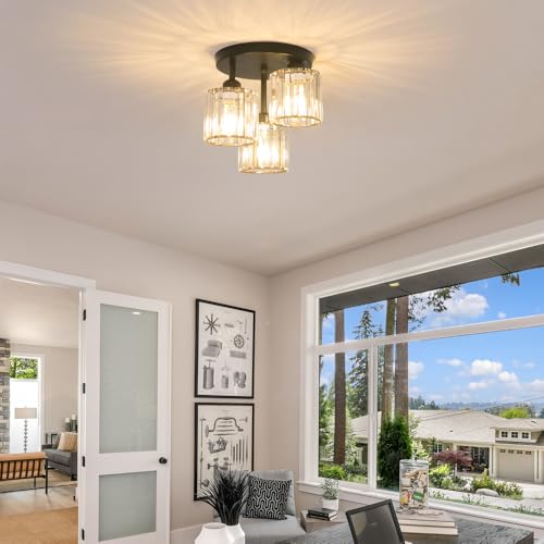 Crystal Semi Flush Mount Ceiling Light