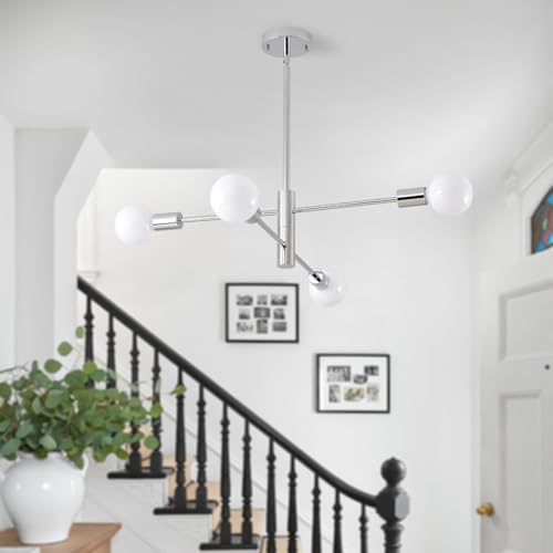 Modern Sputnik Lighting Fixture 4 Bulbs Chrome Ceiling Light Fixture