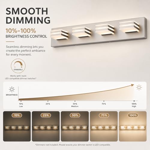 4 Light Brushed Nickel Bathroom Vanity Light