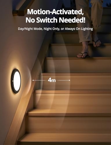 Black Battery Powered Motion Sensor Ceiling Lights Wireless
