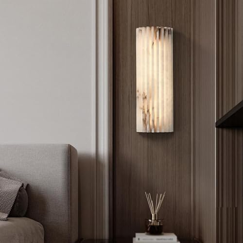 11.8in Natural Alabaster Wall Sconce Semicircle Marble Wall Light Hardwired