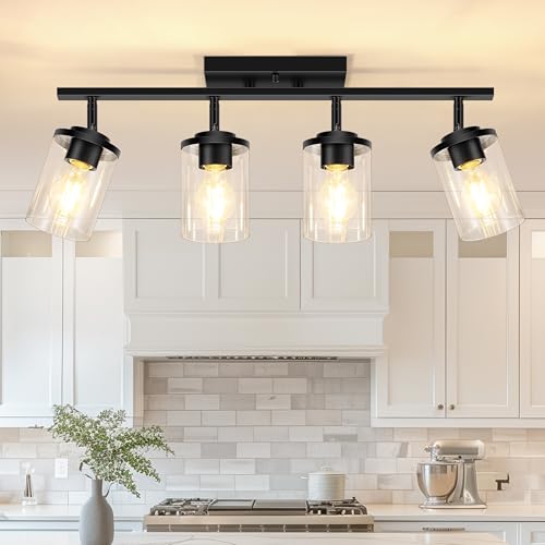4 Lights Track Lighting Fixtures Ceiling with Clear Glass Shades