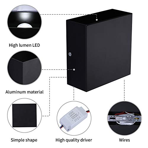 Mini Black Metal 10W Cool White Up Down LED Wall Sconce 2 Pack (2 Count)