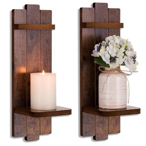 Wood Wall Candle Sconces Set of 2 (2 Count)