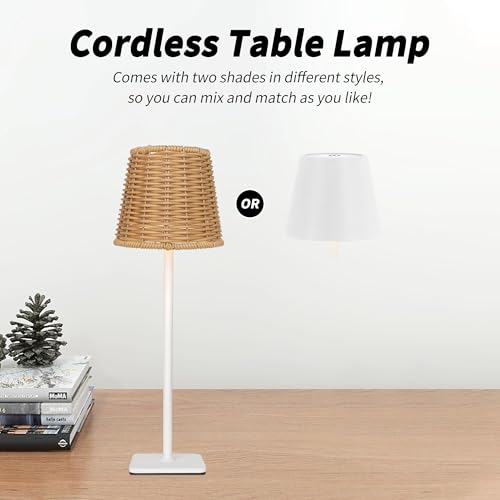 Outdoor Waterproof Cordless Wireless Rechargeable Portable Top Touch Battery Operated Powered LED Table Lamp Desk Lamp Lights for Restaurant Kitchen Patio Dinner Dining