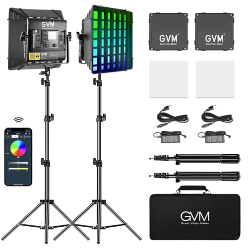 GVM Upgrade 800D RGB Video Light Kits with 2 Softboxes (2 Count)