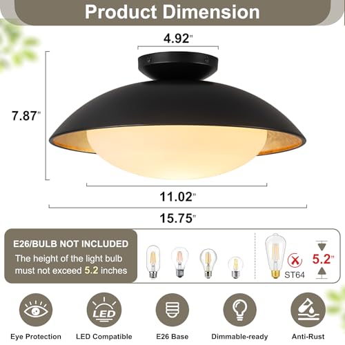 Milk Glass Flush Mount Ceiling Light