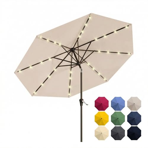 10FT Solar Patio Umbrella with Lights