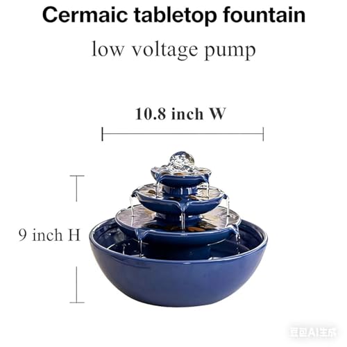 Ceramic Tabletop Fountain with Ball for Indoor Table Desk Office Patio