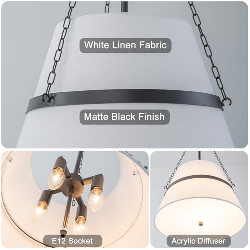 15.35" Black Drum Chandelier