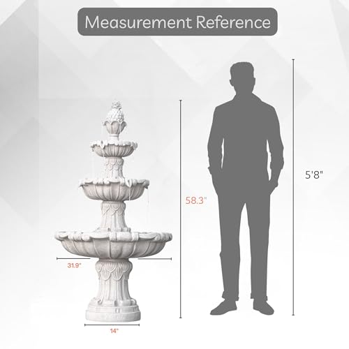 58.3" 3 Tier Outdoor Freestanding Water Fountain