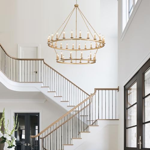 Gold Wagon Wheel Chandelier 2 Tier 53