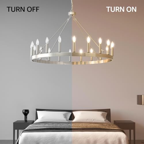 40" Brushed Nickel Wagon Wheel Chandelier 20